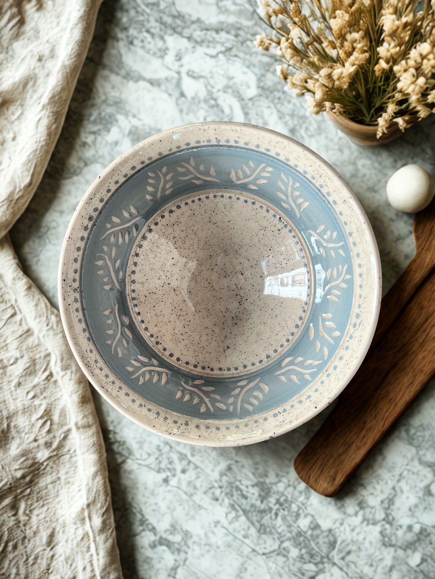 Zeytin Dalı El yapımı Seramik Kase/ Olive Branch Handmade Ceramic Bowl
